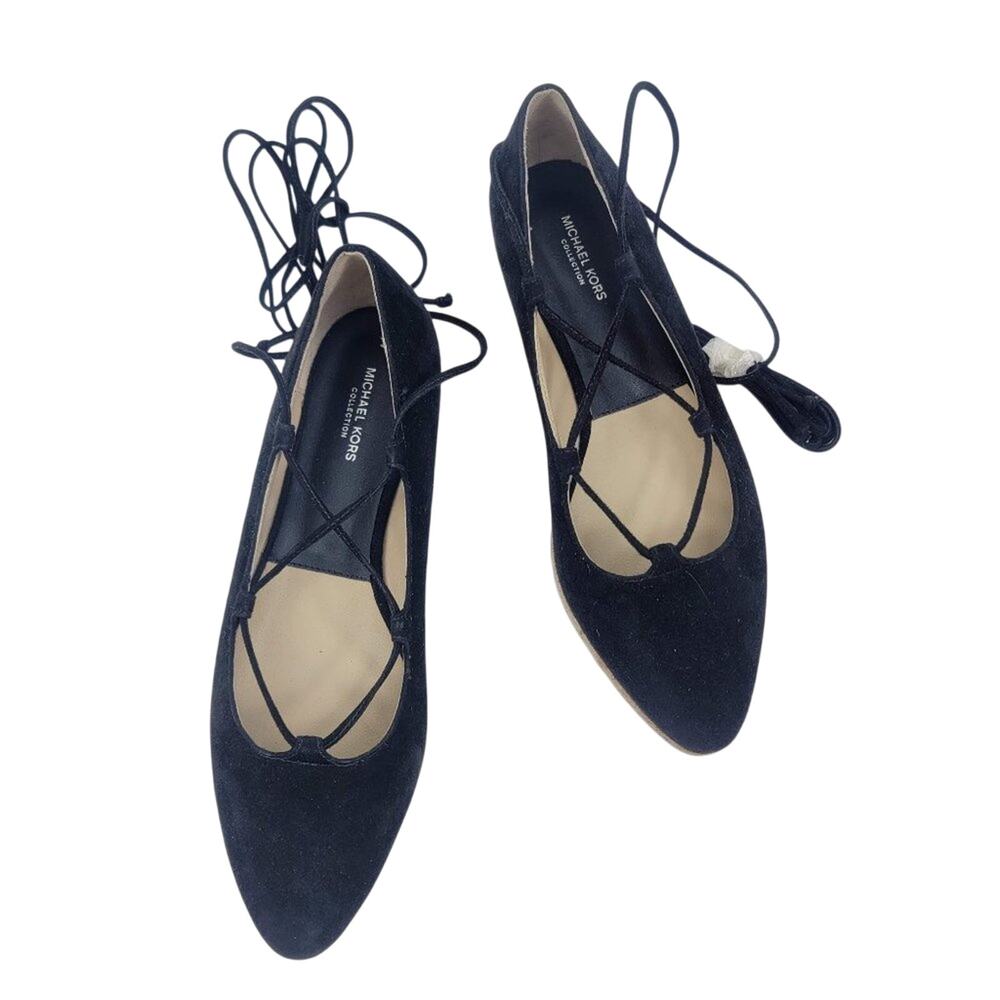 NEW Michael Kors collection cadence lace up flats black pointed toe size 6